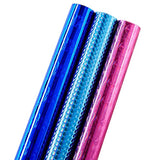 3 Rolls Iridescent Holographic Wrap β Glossy Gift Paper, 3 Designs, 44cm x 5.2m