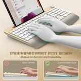 Ergonomic Wireless Keyboard With Wrist Rest-Low-Profile,Phone/Tablet Holder,Quiet Designwindows & Mac Osfull Size Cordless Usb Computer Keyboard For Desktop,Laptop, Pc, Mac, Windows-Gold