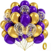 60pcs Purple & Gold Balloons, 12" Metallic Confetti Set for Party Decor