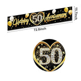 Happy 50Th Wedding Anniversary Banner Decorations - Black Gold 50Th Anniversary Sign And Photo Booth For Outdoor And Indoor Celebrations