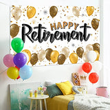 Happy Retirement Decorations,Gold Large Balloon Banner Backdrop Sign,Cheers to Retirement Farewell Goodbye Party Photoprop Supplies Sign.