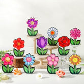 10 Pcs Wooden Flower Decor Spring Table Decoration Rustic Tulip Daisy Centerpiece Signs Floral Tiered Tray Decor For Mother‘S Day Gifts Home Kitchen Shelf Decorations(Multiple Flower)