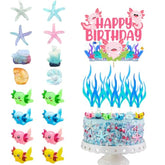 Axolotl Birthday Party Supplies- 23Pcs Axolotl Cake Decorations Include 1Cake Topper 6Pcs Artificial Seagrass 16Pcs Axolotl Cake Decorations For Birthday Party/For Baby Shower Parties/Bridal Shower