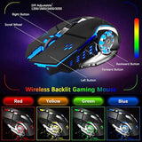 Wireless Gaming Keyboard Mouse Bluetooth Headset Kit With 16 Rgb Backlit Rechargeable Battery Metal Mechanical Ergonomic Waterproof Dustproof Removable Palm Rest For Laptop Pc Gamer(Rainbow Rgb)