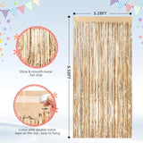 2 Pack Gold Foil Fringe Backdrop Curtains Tinsel Streamers for Party Decor