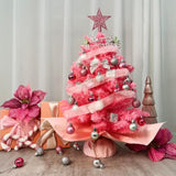 20" Mini Pink Christmas Tree, Artificial Small Christmas Tree With Lights, Tabletop Christmas Tree With Star Treetop,Bow Boxes And Ball Ornaments For Diy Christmas Decoration (Pink)