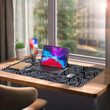 Large Gaming Mouse Pad With Stitched Edges, Minimalist Topographic Map Desk Mat, Extended Xl Mousepad With Anti-Slip Base, Cool Desk Pad For Keyboard And Mouse, 35 X 15.5 In