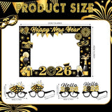 25pcs 2026 New Year Photo Booth Props Black Gold Party Favors