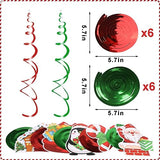 36pcs Christmas Hanging Foil Swirls, Xmas Hanging Decoration Christmas Foil Ceiling Hanging Swirls for Indoor Outdoor Christmas Holiday Party Supplies