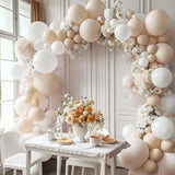 Boho Beige & Ivory White Blush Balloon Garland Arch Kit - Double Stuffed 2 Layer Thick Pastel Latex Balloons In 5In, 12In & 18In Sizes