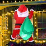 4 Ft Christmas Inflatable Santa Claus With Build In Led Light Christmas Inflatables Hug A Tree, Blow Up Christmas Decora