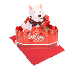 3D Pop-Up Cute Card With West Highland Terrier Dog Holding Rose & Envelope – Gift For Dog Mom,Dog Lovers, Him, Her, Or Couples For Romantic Birthday, Mother'S Day, Father'S Day, Love, Valentine'S Day, Anniversary