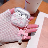 Compatible With Airpods 4 Clear Case,Cute Ribbon Bow Pretty Aesthetic Design With Bow Pearl Keychain,Soft Tpu Protective Shockproof Case For Women Girl For Airpod 4-Pink