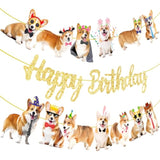 Corgi Birthday Party Banners 3Pcs Corgi Birthday Decorations Dog Banner Dog Party Decorations For Pet Puppy Baby Shower Supplies