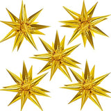 60 Pcs Star Balloons 12 Spike Foil Explosion Party Decoration Balloons For Christmas New Year Eve Graduation Birthday (Gold)