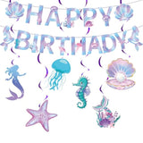 Mermaid Birthday Banner With Hanging Swirls - Under The Sea Theme Party Decorations For Girls Birthday,Children Love The "Mermaid" Banner Very Much