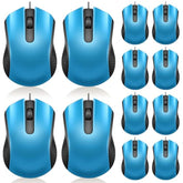 12 Pcs Wired Computer Mouse Bulk Cord Usb Computer Mice Ergonomic Wired Mouse For Pcs, Computers, Laptops, Gaming Office Home Supplies (Light Blue)
