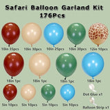 174Pcs Safari Balloons Garland Arch Kit,Jungle Baby Shower Decorations