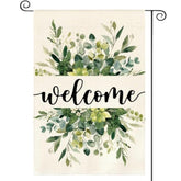 Spring Summer Floral Welcome Garden Flag 12X18 Inch Double Sided Outside, Eucalyptus Seasonal Farmhouse Yard Outdoor Flag