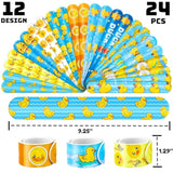 48Pcs Duck Party Favors - 24Pcs Temporary Tattoos & 24Pcs Slap Bracelets - Cute Birthday Party Supplies, Decorations, Baby Shower Gifts, Classroom Prizes, And Rewards For Boys & Girls