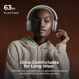 Pulse Vibe PRO Wireless Over-Ear Bluetooth Headphones with Active Noise Cancellation, 63H Playtime, 40mm Drivers, Dual Device Pairing, Foldable,