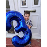 Metallic Blue Number 3 Balloon 40 Inch, 3 Balloon Number, 3Rd Birthday Decorations, Navy Blue Party Supplies For Boys Girls
