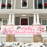Pink Christmas Decoration Merry Christmas Sign Snowman Yard Banner For Holiday Decoration Christm Theme Party Supplies Outdoor