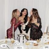 Black Bow Birthday Party Supplies β 96pcs Elegant Tableware Set with Plates, Napkins & Forks