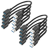 SaiTech IT 10 Pack 15cm Short USB 3.0 Male A to Female A Extension Cable 5GBps for Laptop/PC/Printers- Black