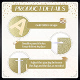 Happy Graduation Banner Gold Glitter Graduation Sign Banner Garland Party Decorations Wall Hanging Decor for Home Grad Party College Senior High School Prom