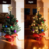24 Inch Tabletop Christmas Tree, Artificial Mini Xmas Pine Tree With Led String Lights And Ornaments,Christmas Decoration Tree Decor-Red