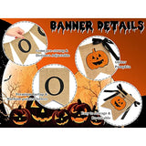 Halloween Burlap Banner with Glitter Pumpkin Boo Bunting Flag Rustic Garland for Party Decor