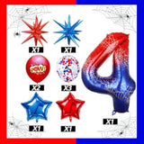 10Pcs 40 Inch Spider Theme Number 4 Foil Balloons Birthday Decoration Cartoon Hero Red And Blue Spider Web Design For Kids Large Mylar 4Th Number Balloon Cartoon Party Birthday Supplies