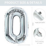40" Silver Letter O Foil Balloon – Large Helium Mylar Balloon for Birthday & Anniversary Decorations