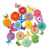 36Pcs Flower Party Decorations Paper Flowers With 3D Butterfly Decorations, Spring Theme Party Backdrop Photo Booth Wall Decor