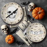Halloween Party Tableware for Adults Vintage Skull Bat Plates Napkins Disposable Serves 24
