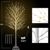 7Ft Lighted Birch Tree With 1200 Led Warm White Lights, 8 Modes, Timer Remote Faux Prelit Twig Christmas Tree, Light Up Trees For Indoor Outdoor Xmas Holiday Party Decoration