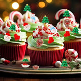 30pcs Resin Merry Christmas Cupcake Toppers Santa Tree Snowman Gingerbread Picks