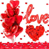 Valentines Balloons, 40 Inch Red Love 18 Inch Red Heart Foil Balloons With 1000Pcs Silk Rose Petals For Valentine'S Day Anniversary Engagement Mother'S Day Party Supplies