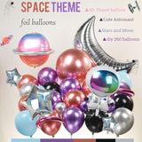 Galaxy Space Balloon Garland Kit 140Pcs Purple Blue Black Outer Space Astronaut Moon & Star Diy 4D Planet Balloons For Girl Two The Moon Birthday Decorations Kids Party Supplies