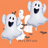 6Pc Halloween Balloons – Large Ghost Foil & Black Bat Mylar Party Decorations