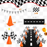 159 Pcs Race Car Birthday Party Decorations Includes 129 Traffic Lights Balloon Stand Set 2 Inflatable Wheel Tire 8 Traffic Cones Racing 16 Waving Flags 1 Grid String Flags 1 Racetrack