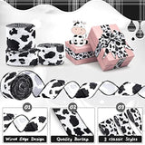 3 Rolls 20 Yards Cow Print Wired Edge Ribbon Burlap Craft Ribbons Gift