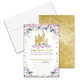 Princess Birthday Invitations For Girls, 20-Count Birthday Party Invitations With Envelopes, Magical Kingdom Castle Style Birthdays Party Decorations And Supplies-Hbyqk-A01