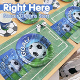 Soccer Birthday Party Decorations Plates Set 25 Guests,125 Pieces Soccer Theme Paper Plates Napkins Cups And Cutlery Boys Party Supplies De Cumpleaños De Futbol