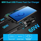 60W Super Fast Charging Android Car Charger Type C Rapid Samsung Car Charger With 3Ft Built-In Usb C Cable For Samsung Galaxy S25 Edge S24 Ultra S23 Fe S22 S21 S20 A56 A36 A16 A35 A54 A14 A53 A23 A13