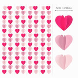 Rose Hot-Pink Party-Decorations 3D-Heart Garland - 39Ft Galentines Valentines Day Girl Birthday Flamingo Baby Shower Hanging Paper Streamers Banner,Engagement Wedding Bachelorette Decor