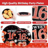 Sweet 16 Party Supplies: Red & Silver Decorations, 24 Guests (96 Pcs