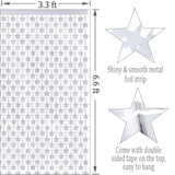 Silver Star Foil Fringe Backdrop Curtains 2 Pack Party Decor