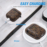 Airpods Case Cover For Airpod 2&1, Full-Body Protective Hard Shell Leather Airpods Protective Cover Case With Keychain For Airpods Wireless Charging Case, Front Led Visible